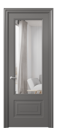 Межкомнатная дверь 8442 МКЛС Двустороннее зеркало с гравировкой. Цвет Матовый классический серый. Материал Гладкая эмаль. Коллекция Mascot. Фото. Дверь межкомнатная 8442 МКЛС Двустороннее зеркало с гравировкой. Цвет Матовый классический серый. Материал Гладкая эмаль. Коллекция Mascot. Картинка.