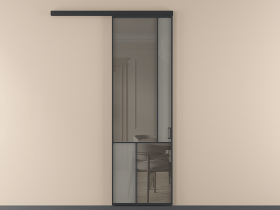 Алюминевая перегородка vd1_1 БЕЛ. Цвет Алюминий Черный. Материал Алюминий. Коллекция Перегородка Mosaic вдоль стены 1 створка. Картинка.