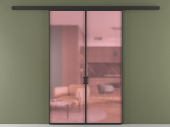 Алюминевая перегородка АЛПР 040.01_ЧРН_САТ РОЗ_new. Цвет Алюминий Черный. Материал Алюминий. Коллекция Перегородка Formato вдоль стены 2 створки. Картинка.