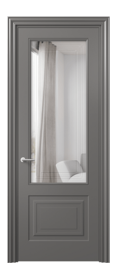 Межкомнатная дверь 8452 МКЛС Двустороннее зеркало с гравировкой. Цвет Матовый классический серый. Материал Гладкая эмаль. Коллекция Mascot. Фото. Дверь межкомнатная 8452 МКЛС Двустороннее зеркало с гравировкой. Цвет Матовый классический серый. Материал Гладкая эмаль. Коллекция Mascot. Картинка.