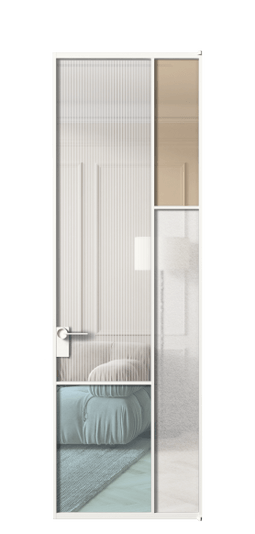 Дверь межкомнатная АЛПЛ041.12 БЕЛ 4 стекла. Цвет Алюминий Белый. Материал Алюминий. Коллекция Mosaic. Картинка.