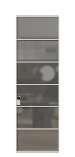 Дверь межкомнатная АЛПЛ040.04 АТСР Серый сатин триплекс. Цвет Алюминий тёплый серый. Материал Алюминий в эмали. Коллекция Формато. Картинка.