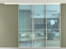 Перегородка Формато вдоль стены на потолок 3 створки с синхронным механизмом