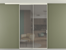 Перегородка Формато вдоль стены на потолок 2 створки с синхронным механизмом